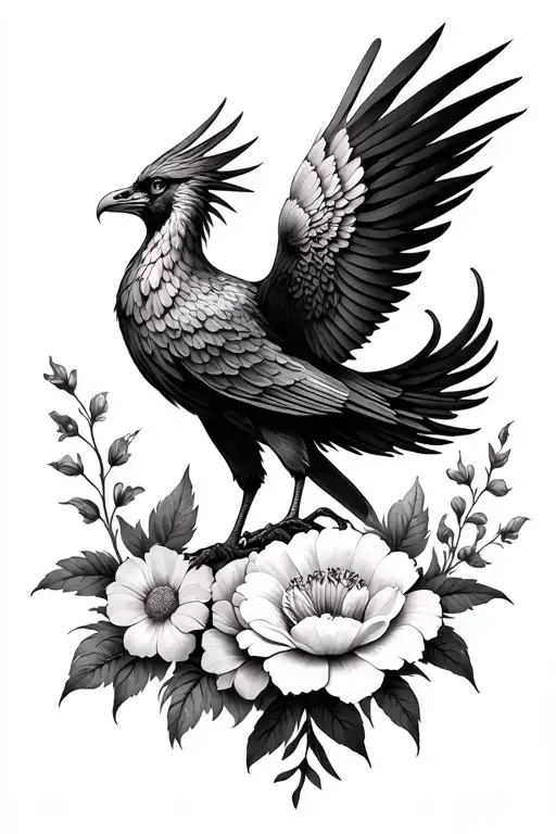 birth flowers of April and September. also a phoenix bird somewhere in there. I would like realism and style and manly tattoo design idea