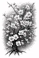 cherry blossom branches intertwining vines tattoo design idea