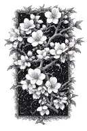 cherry blossom branches intertwining vines tattoo design idea