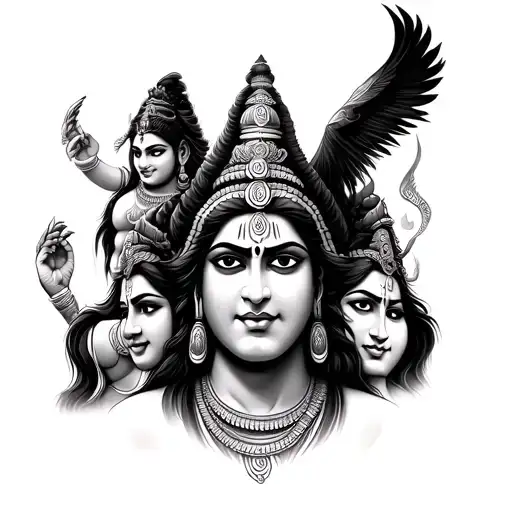Shiva Rudra Roop, Sowmya Roop, Kaal Bhairav, Natraj, Hanuman and Shakti tattoo design idea