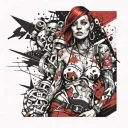 thug girl looking tattoo design idea