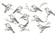 5 tiny bird silhouettes tattoo design idea