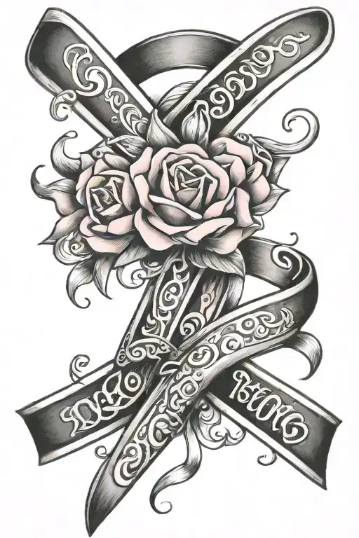breast cancer ribbon tattoo design idea