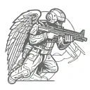 doctor machine gun military guardian angel tattoo design idea