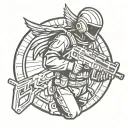 doctor machine gun military guardian angel tattoo design idea