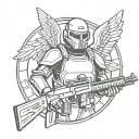 doctor machine gun military guardian angel tattoo design idea