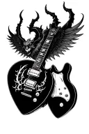guitar pick with demon wings tattoo design idea