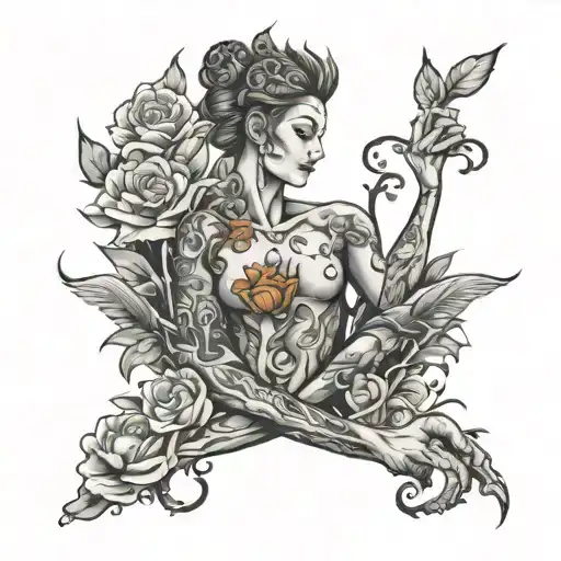 Suffering, satisfaction, knowledge, courage, growth, arm sleeve tattoo tattoo design idea