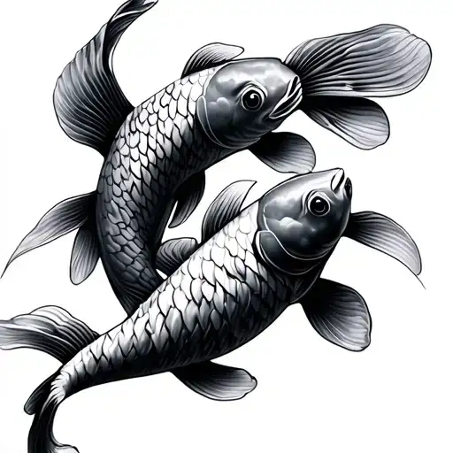 2 koi fish swimming tattoo design idea