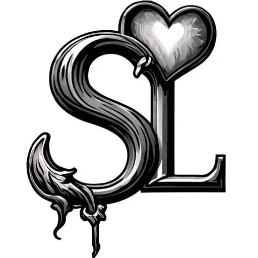 initial S L with a heart shaped lock tattoo design idea