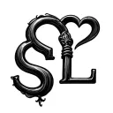 initial S L with a heart shaped lock tattoo design idea