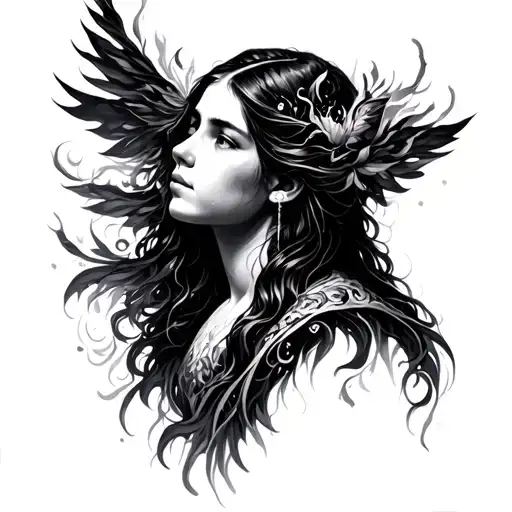 aurora borealis, child of beauty, strength of god tattoo design idea
