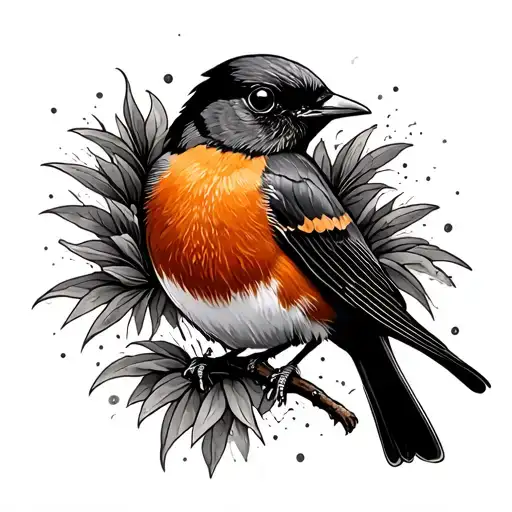american robin red breast tattoo design idea