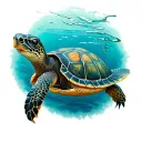 Shellback turtle made tattoo design idea