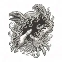 Separate me from my own two hands ghostly smoke  tattoo design idea