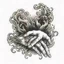 Separate me from my own two hands ghostly smoke  tattoo design idea