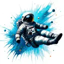 astronaut floating in space tattoo design idea