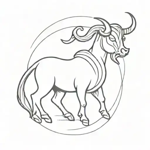 half taurus half aries girl standing tattoo design idea
