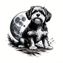 cockapoo frisbee moon mountain tattoo design idea