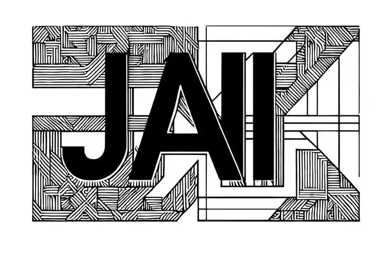 negative space with the word JAI woven into a pattern so it is not obviously there  tattoo design idea