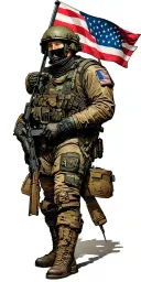 helldivers 2 soldier holding flag tattoo design idea