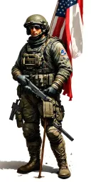 helldivers 2 soldier holding flag tattoo design idea