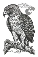 red tail hawk sitting tattoo design idea