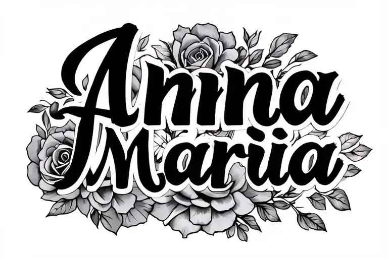"Anna Maria" Name Written tattoo design idea