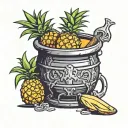 witch cauldron pineapples tattoo design idea