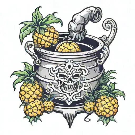 witch cauldron pineapples tattoo design idea