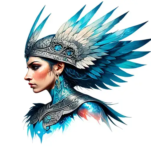 valkyrie warrior woman tattoo design idea