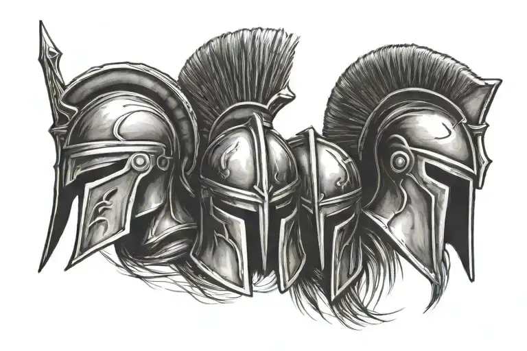 3 spartan helmets tattoo design idea