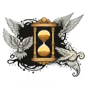 sand clock with wings holding tattoo design idea