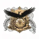 sand clock with wings holding tattoo design idea