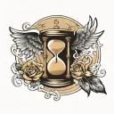 sand clock with wings holding tattoo design idea