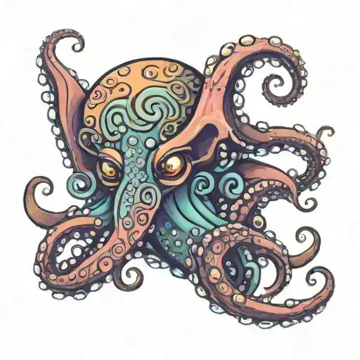 curls octopus tentacles tattoo design idea