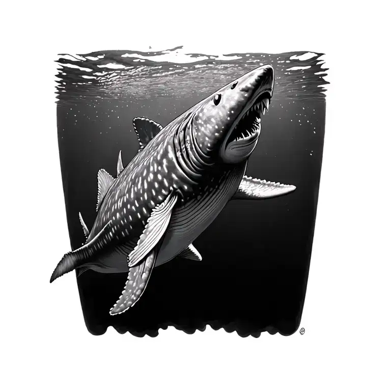 i want it to be a whale shark that’s tail starts like above my ankle and then it goes down in angle to the right down my tattoo design idea