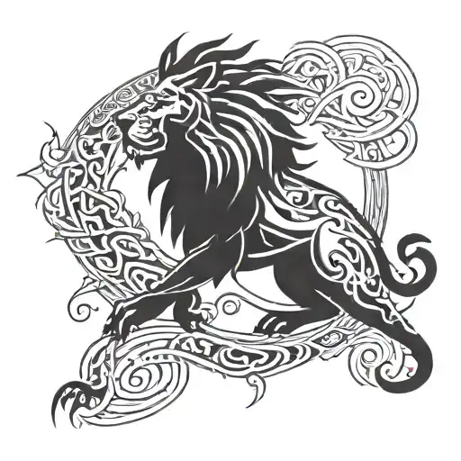 Lion from Nova Scotia spiking crows tattoo design idea
