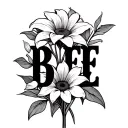 "BFFE" "BFFE" Easter Lily and Sunflower bouquet without leaves tattoo design idea