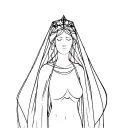 Hecate goddess of magic wearing veil. simple outline style tattoo design idea