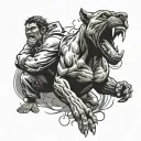 junkyard dog mixed with hulk fighting tattoo design idea