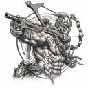 Jake primal hunter aiming a bow tattoo design idea