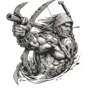 Jake primal hunter aiming a bow tattoo design idea