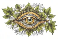 DNA DMT molecule infused with third eye surrounded in a tree  tattoo design idea
