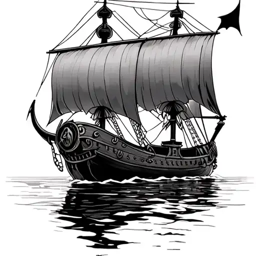 viking ships sailing tattoo design idea