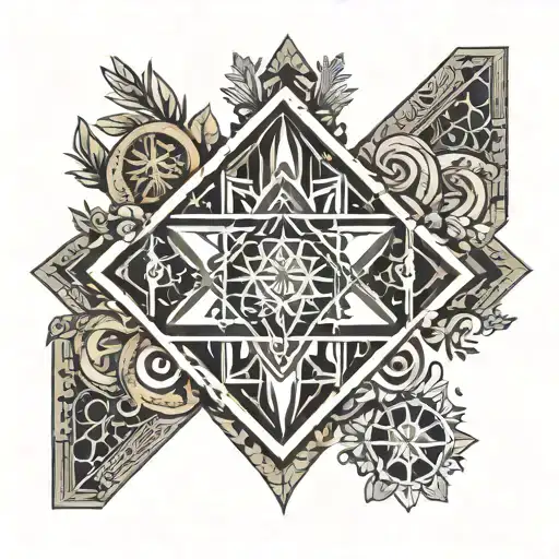 Create a variety of stylized illustrations on the theme of Siberian Jewish holidays. Base them on Jewish tattoo design idea