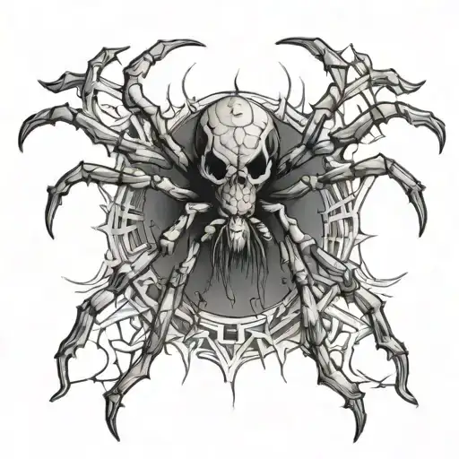 Spider crawling on skull tattoo design idea