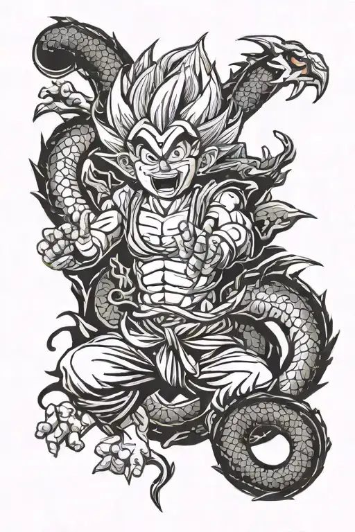 Dragonball; kid goku Front shenlong back tattoo tattoo design idea