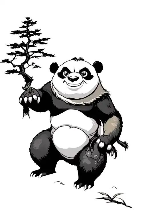 kung fu panda and oogway infront of the tree of wisdom  tattoo design idea