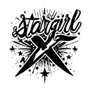 I want "stargirl" written in cursive with The Weeknd's logo "xo" incorporated in the text tattoo design idea